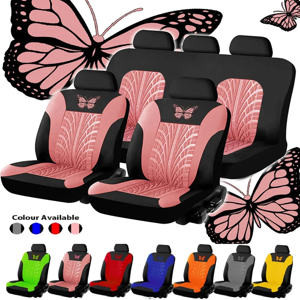 Butterfly Embroidered Car Seat Covers – Universal Auto Interior Accessories