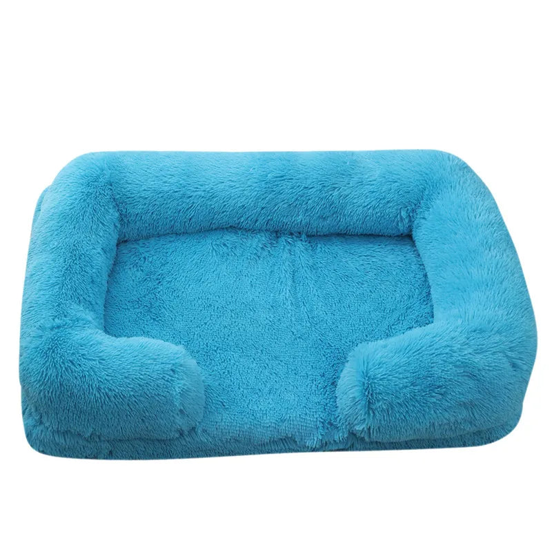 Plush Rectangular Dog Bed – Washable Fluffy Pet Cushion for Small to Large Dogs