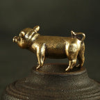 Pure Brass Pig Figurine – 3.3cm Chinese Zodiac Statue for Home Decor