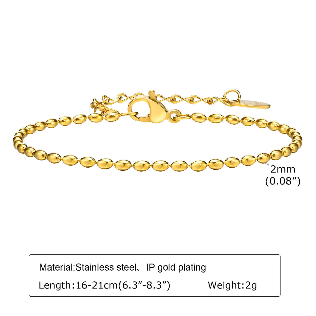 Gold Herringbone Chain Bracelet – Waterproof Stainless Steel for Women