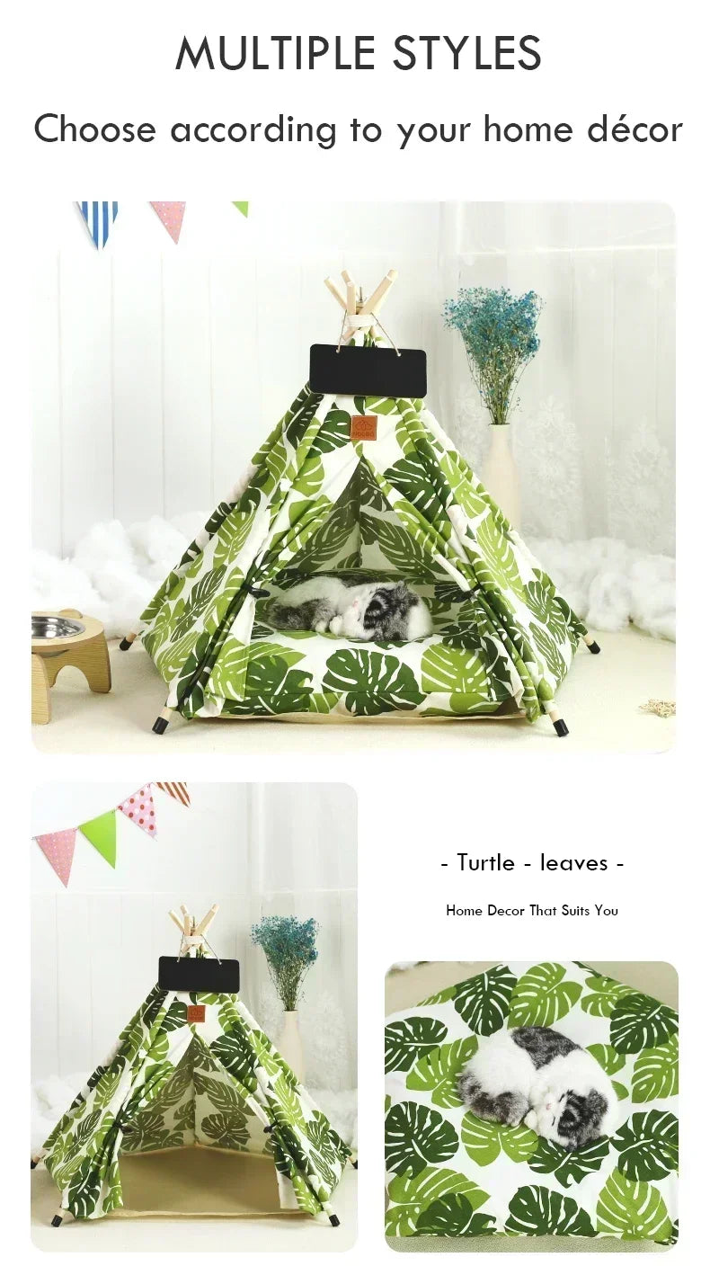Portable Pet Teepee – Washable Indoor House for Cats and Small Dogs