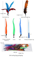 Interactive Cat Feather Toy Set – Retractable Wand for Indoor Pet Play