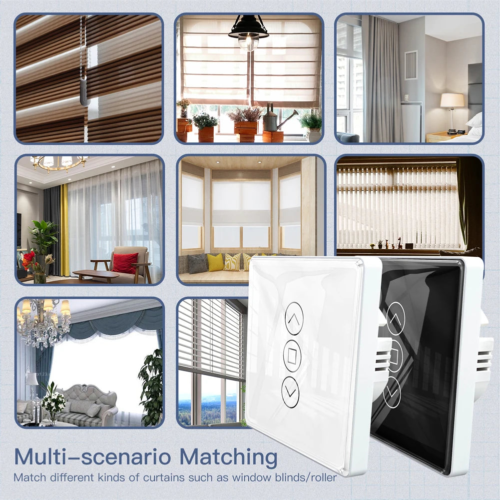 WiFi Smart Glass Curtain Switch – Touch Control for Roller Blind Automation