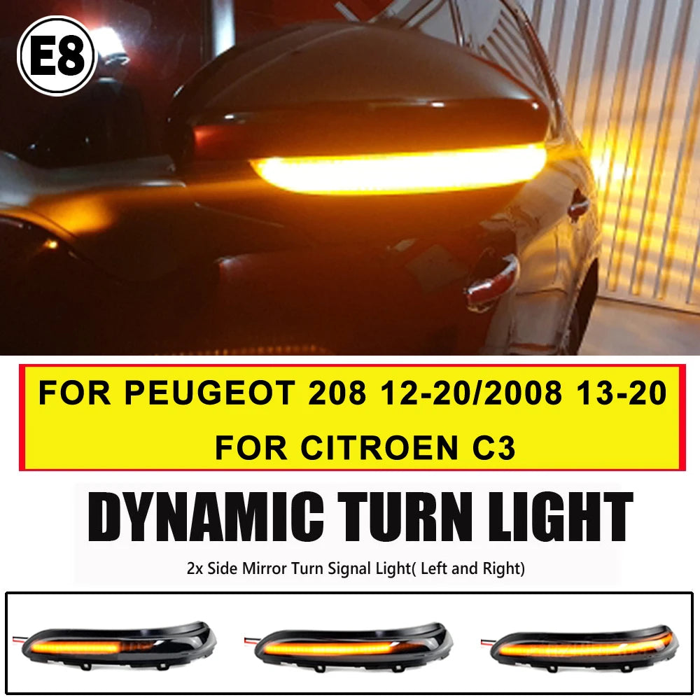Dynamic LED Side Mirror Turn Signals – Sequential Indicators for Peugeot Citroen
