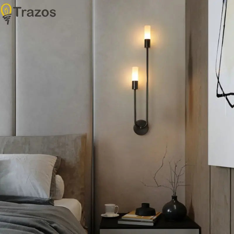 Modern LED Wall Lamp – Minimalist Black and Gold Lighting for Home Decor