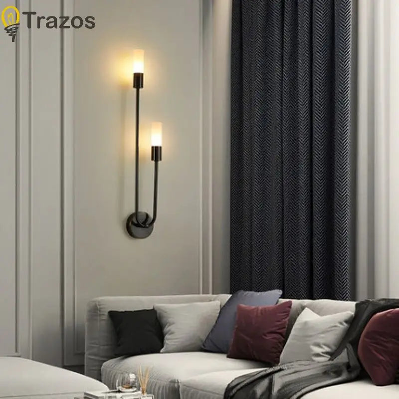 Modern LED Wall Lamp – Minimalist Black and Gold Lighting for Home Decor