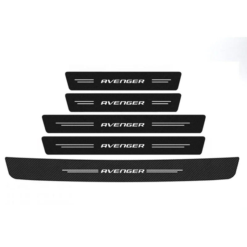 Carbon Fiber Door Sill Scuff Plates – Anti-Scratch Decal for Dodge Avenger