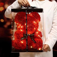 Artificial Rose Teddy Bear – 25cm Flower Gift for Valentines Anniversary