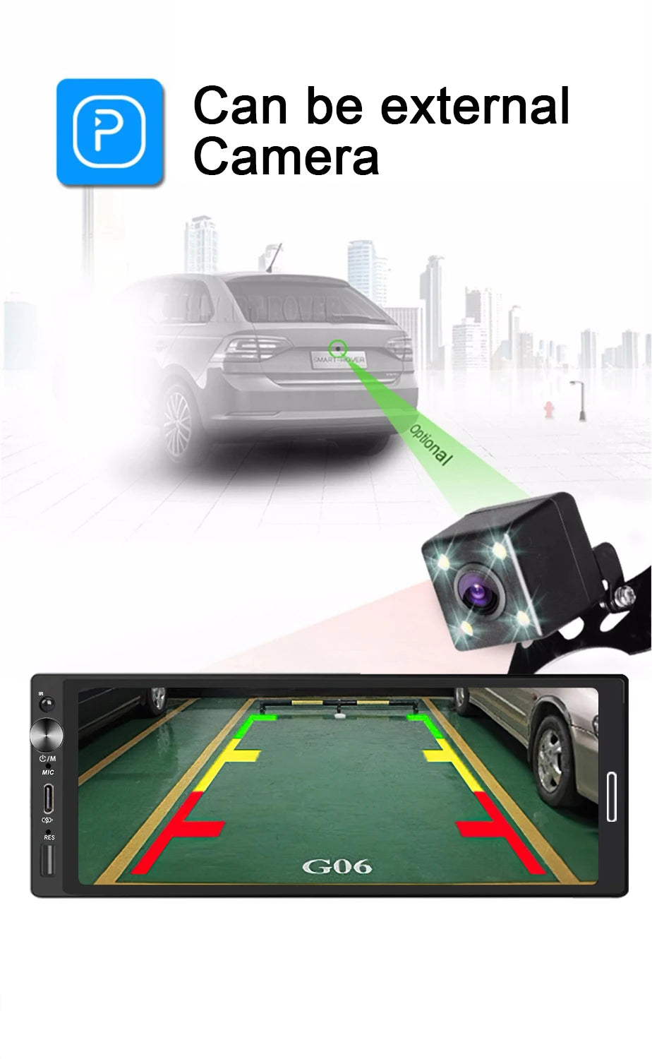 6.9 Inch 1 Din Car Radio – Wireless CarPlay and Android Auto Multimedia
