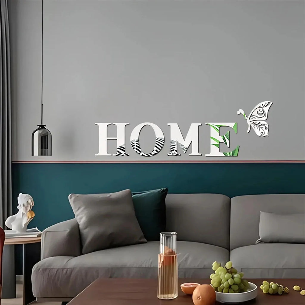 3D Mirror Home Logo Wall Sticker – Acrylic Sign for Entrance Decoration