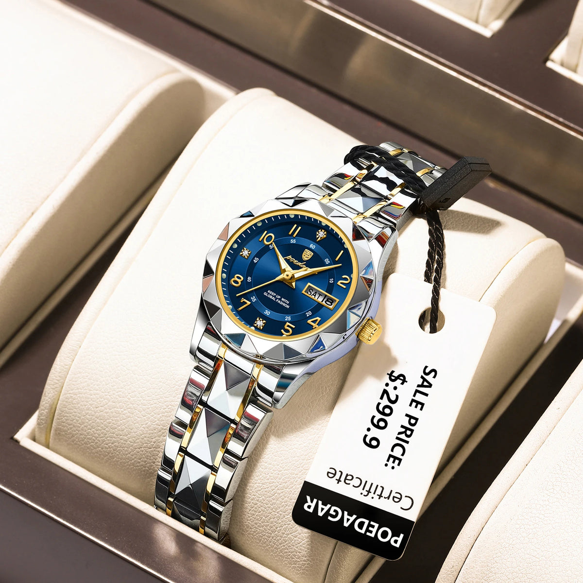 POEDAGAR Quartz Women's Watch – Stainless Steel Waterproof Date for Dress