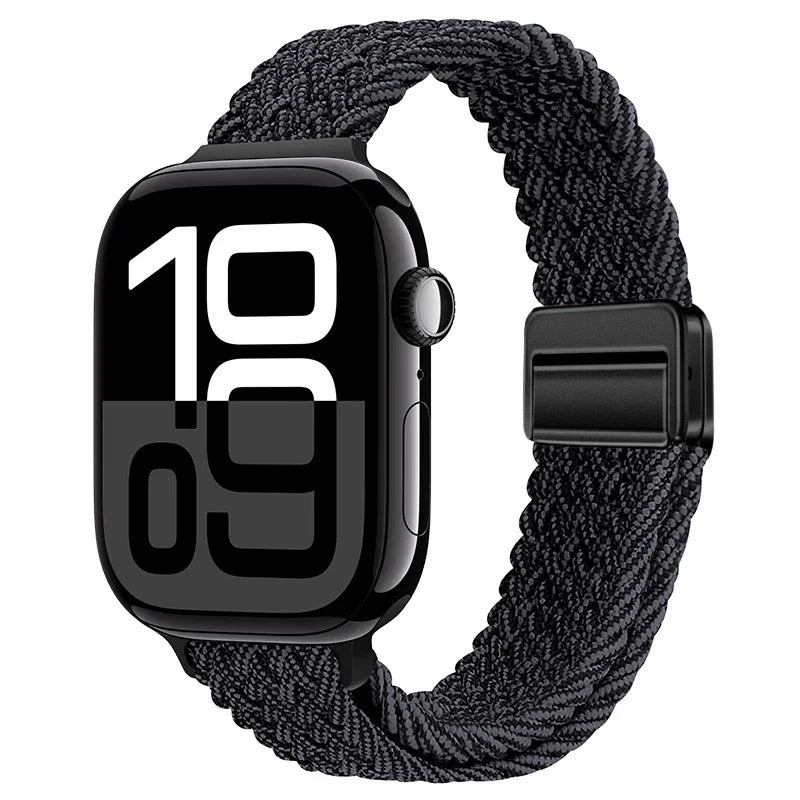 Braided Nylon Loop Watch Band – Magnetic Adjustable Bracelet for Apple iWatch