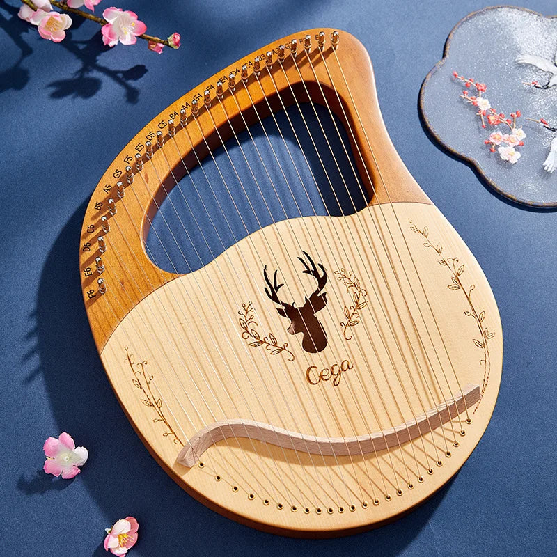 Mahogany Lyre Harp – 21 String Wooden Musical Instrument for Folk Music