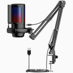 USB Condenser Microphone – RGB Gaming Podcast Mic for Studio Recording