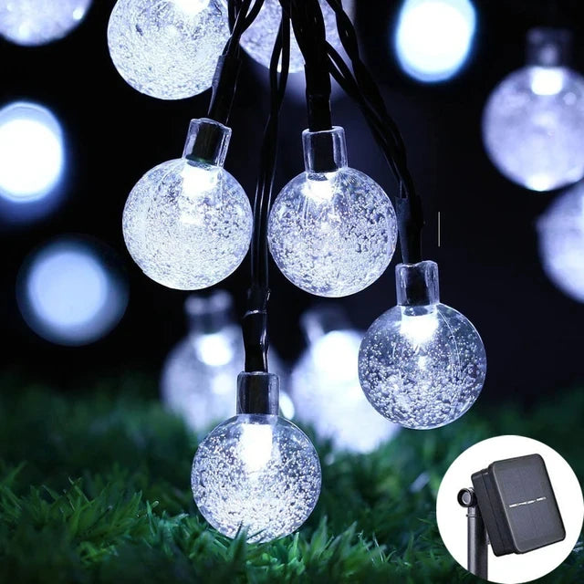Solar Crystal Globe LED String Lights – 60 LED Waterproof Fairy Lights for Outdoor Garden Decor