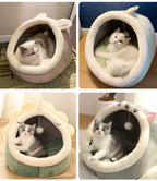 Foldable Cave Cat Bed – Washable Plush Sleeping Mat for Small Pets