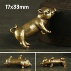 Pure Brass Pig Figurine – 3.3cm Chinese Zodiac Statue for Home Decor