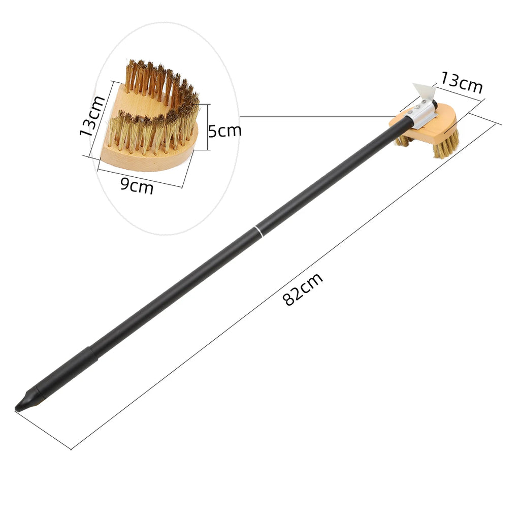 Brass Bristle Pizza Oven Brush – Long Wooden Handle for Kitchen Grill Cleaning