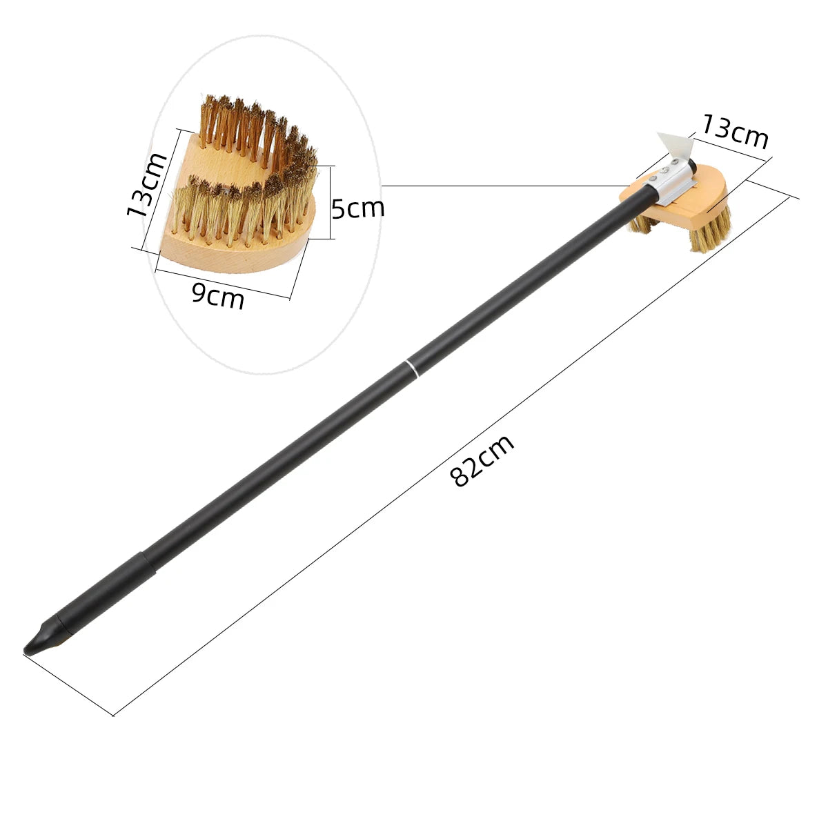 Brass Bristle Pizza Oven Brush – Long Wooden Handle for Kitchen Grill Cleaning