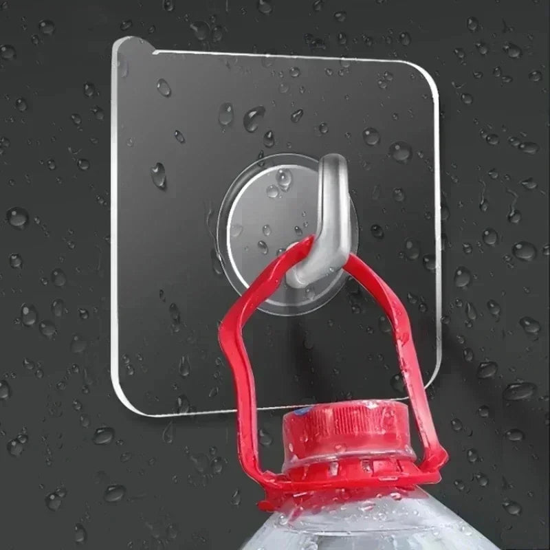 Self-Adhesive Wall Hooks – Transparent Heavy Duty Rack for Kitchen and Bathroom