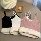 Velvet Corset Tank Top – Slim Fleece Winter Base Layer for Women