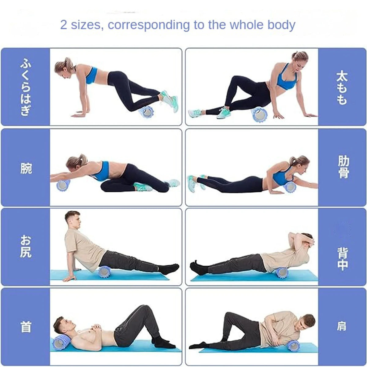 33cm Foam Yoga Massage Roller – Textured Grid Muscle Recovery for Gym Training
