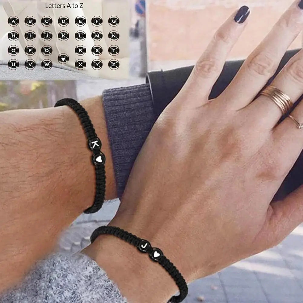 Initial Heart Braided Bracelet – Adjustable A-Z Friendship Jewelry for Gifts