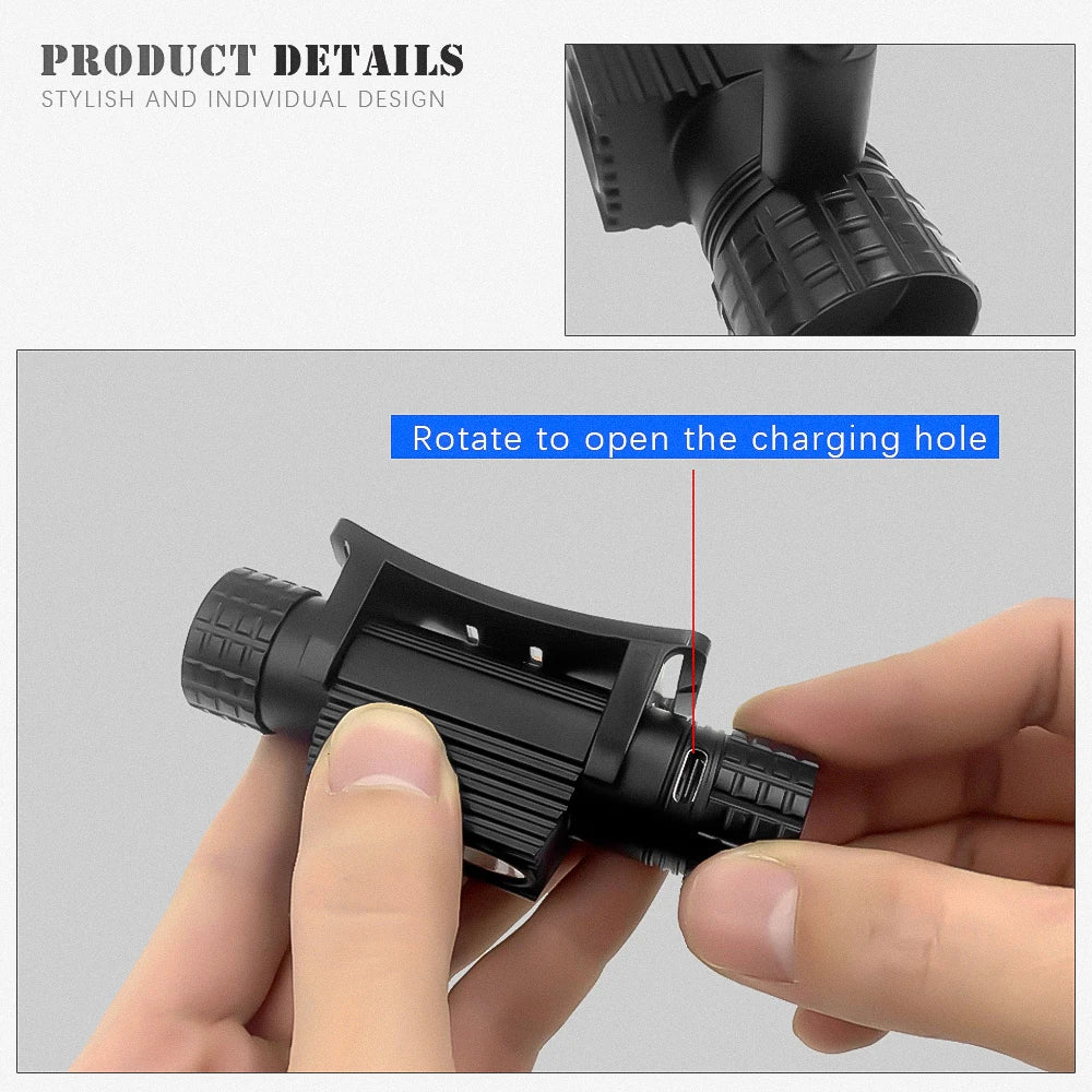 Rechargeable LED Headlamp – High Power USB-C Flashlight for Camping and Hunting