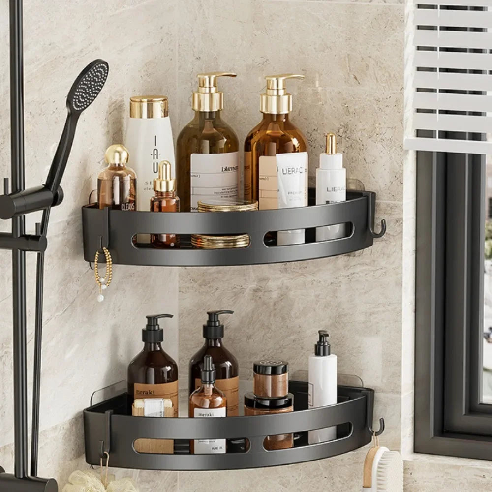 Bathroom Storage Rack – Adhesive Corner Shower Caddy for Shampoo