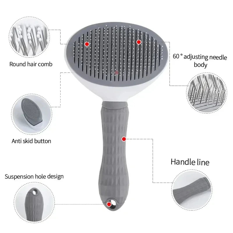 Self-Cleaning Pet Grooming Brush – Dematting Tool for Dogs and Cats