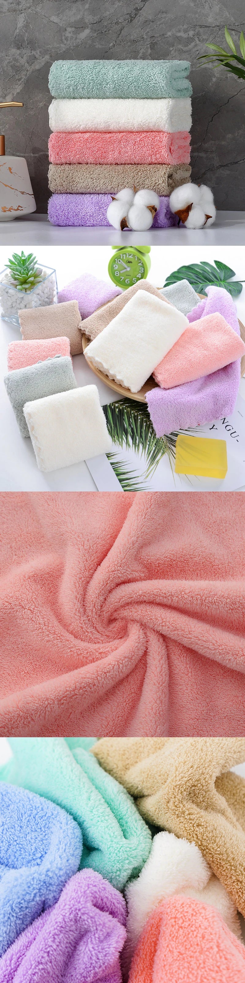 Coral Fleece Microfiber Towels – Thickened Soft Absorbent Cloth for Home Bath