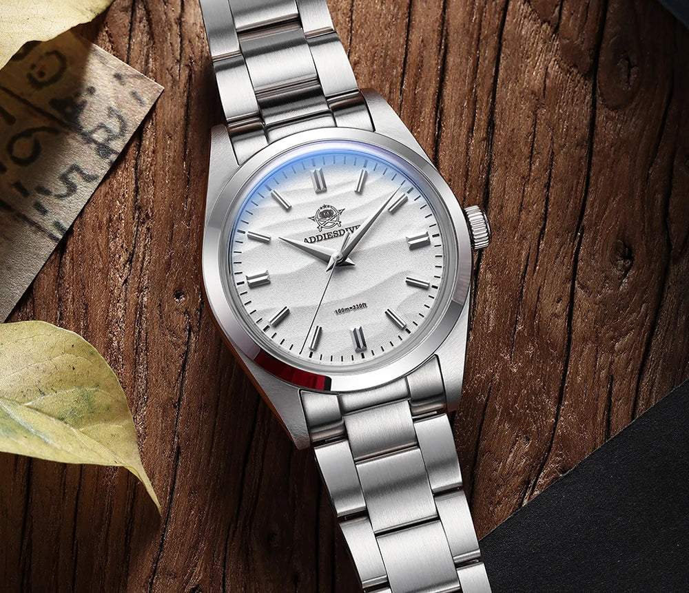 ADDIESDIVE 36mm Quartz Watch – Stainless Steel Sand Dial for Everyday Wear