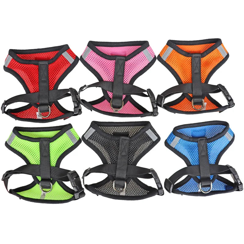 Adjustable Mesh Cat and Dog Harness – Reflective Breathable Vest for Walking