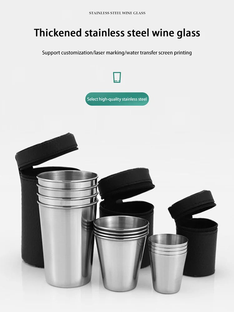 Stainless Steel Portable Cups – Travel Drinkware Set for Outdoor Camping
