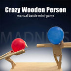 Wooden Fencing Puppet Battle – Bamboo Robot Game for Two-Player Fun