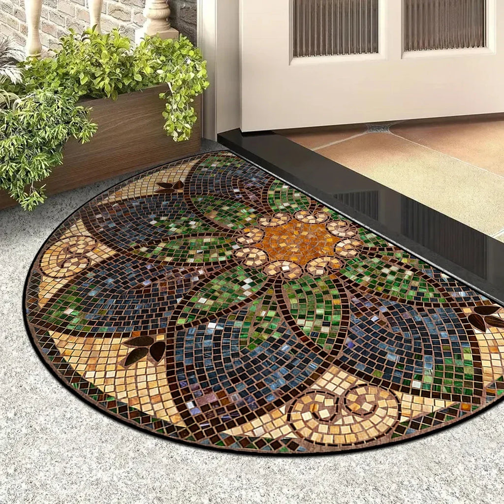 Retro Non-Slip Entrance Mat – Wear-Resistant Absorbent Rug for Home Decor