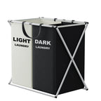 Large 3-Section Laundry Hamper – Foldable Divider Basket for Clothes Storage