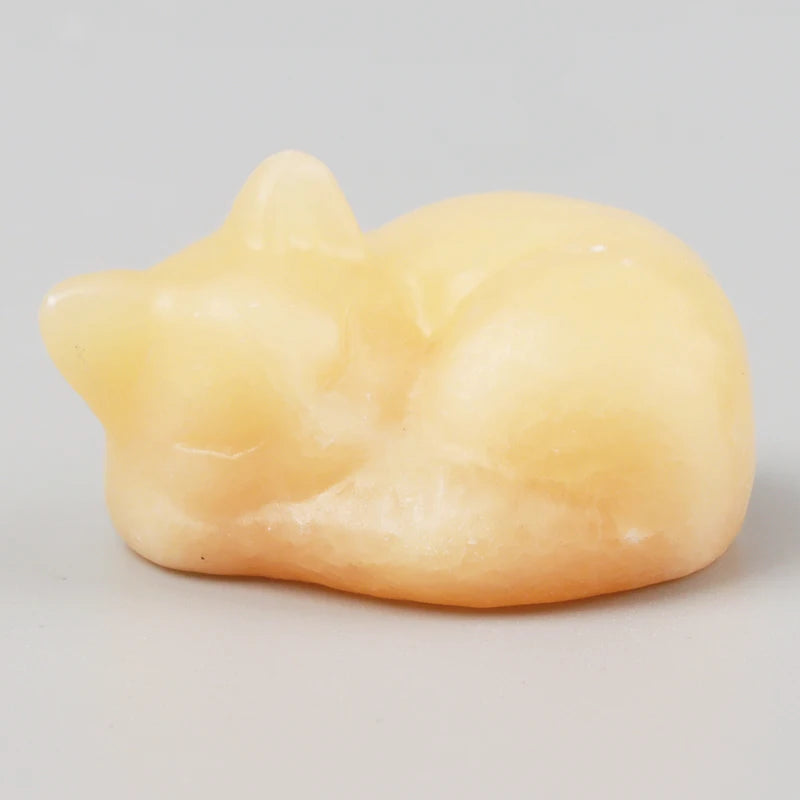 Carved Crystal Cat Figurine – Natural Stone Animal Statue for Home Decor