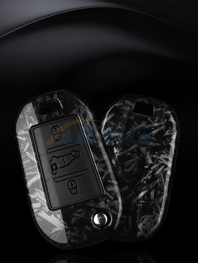 Carbon Fiber Car Key Case – Protective Keychain Cover for Peugeot and Citroen