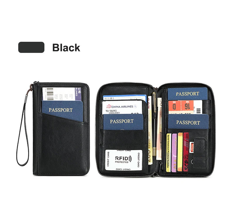 RFID Leather Passport Wallet – Anti-Theft Card Holder for Travel