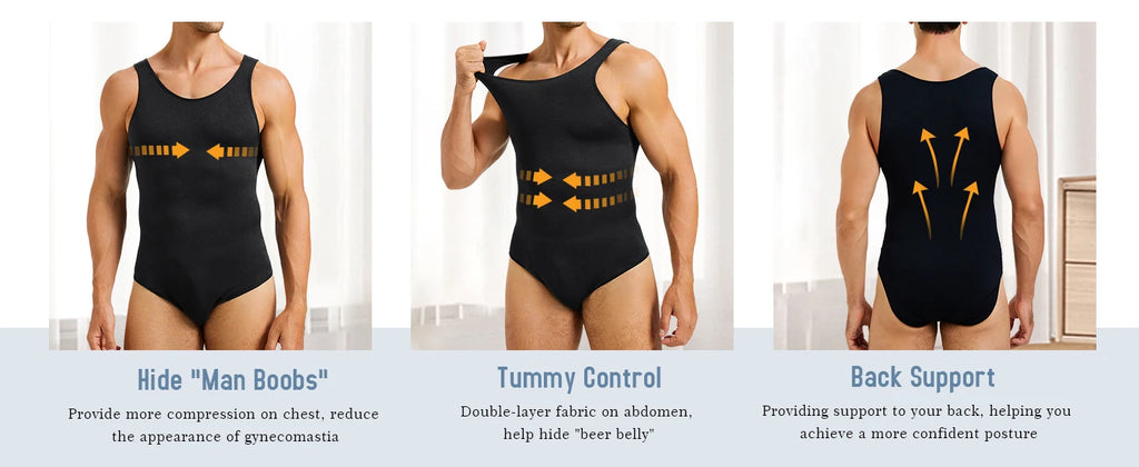 Compression Bodysuit – Slimming Tummy Control Vest for Men Body Shaping