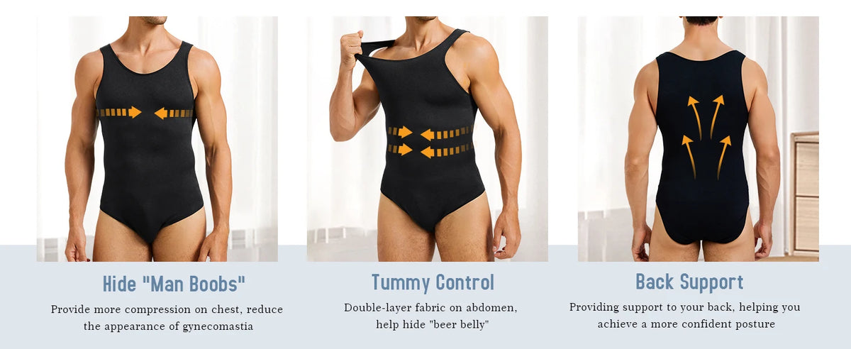 Compression Bodysuit – Slimming Tummy Control Vest for Men Body Shaping