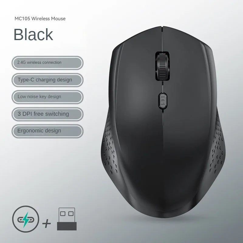 Wireless Dual-Mode Mouse – Silent Rechargeable Accessory for Laptop PC