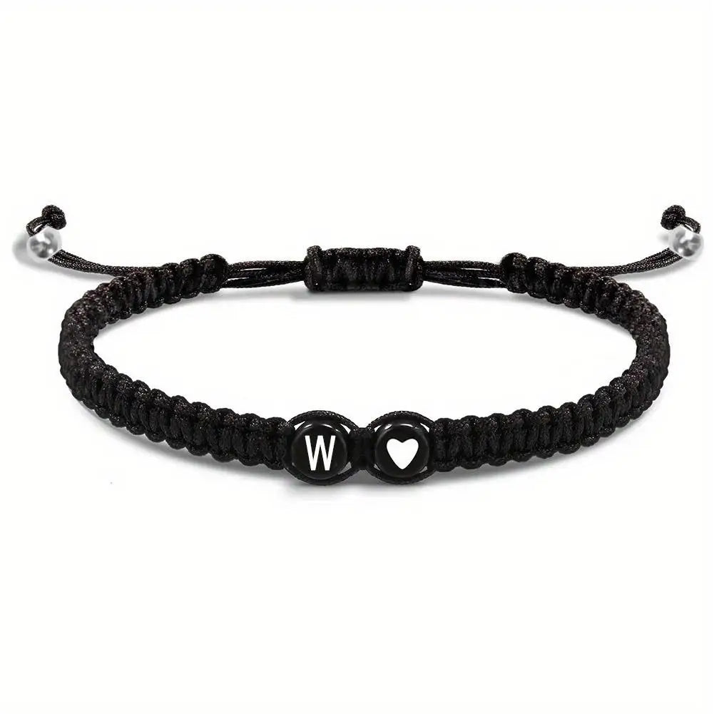 Initial Heart Braided Bracelet – Adjustable A-Z Friendship Jewelry for Gifts