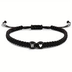 Initial Heart Braided Bracelet – Adjustable A-Z Friendship Jewelry for Gifts