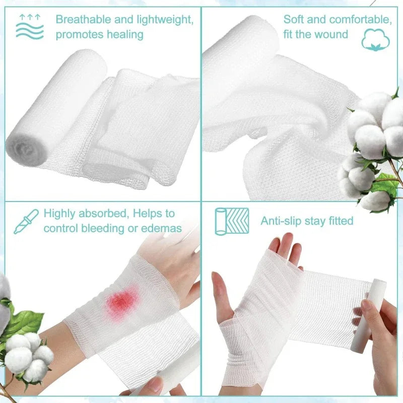 PBT Elastic Bandages – Absorbent Cotton Core for First Aid Wound Dressing
