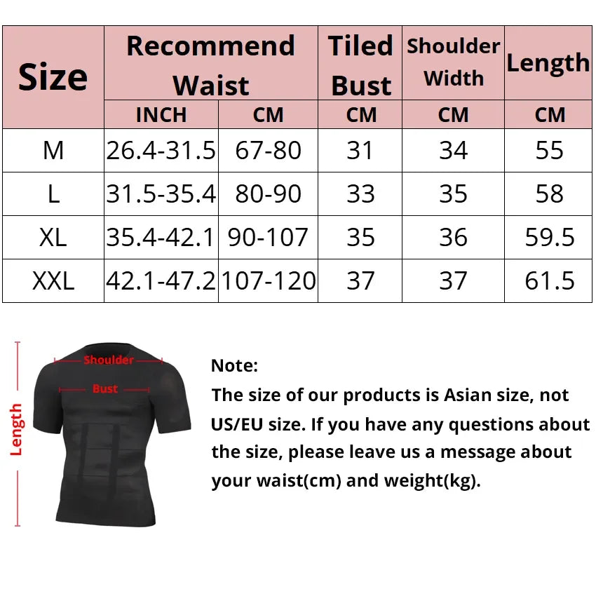 Mens Compression Undershirt – Seamless Slimming Body Shaper for Gynecomastia