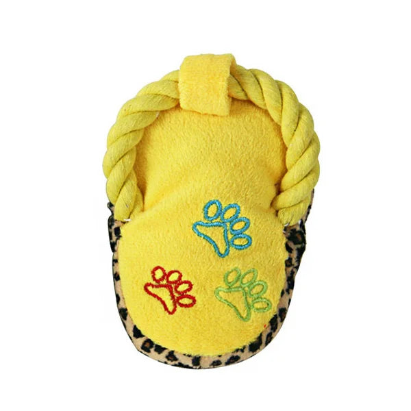 Plush Slipper Dog Toy – Durable Squeaky Rope Teether for Pet Boredom Relief
