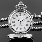 Vintage Silver Quartz Pocket Watch – Fashion Pendant Necklace for Men