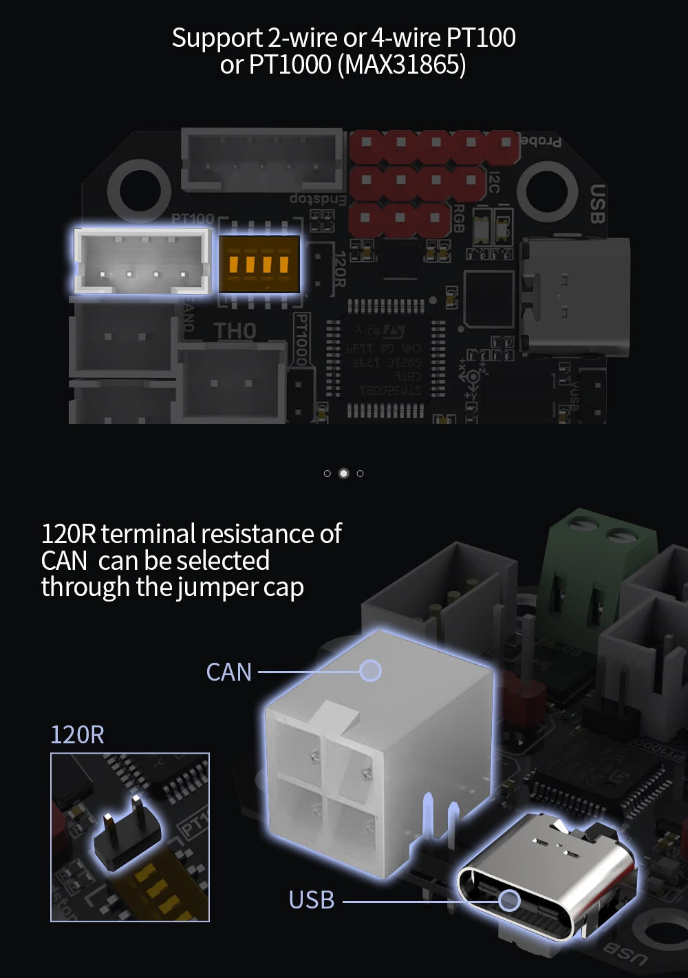 Canbus Toolhead Board – PT100 Support for Klipper 3D Printer Hotend